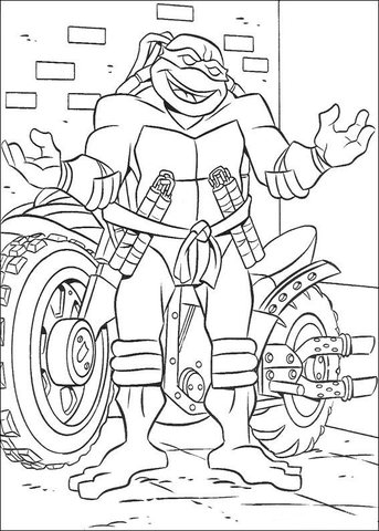 Michelangelo And His Motorcycle  Coloring page