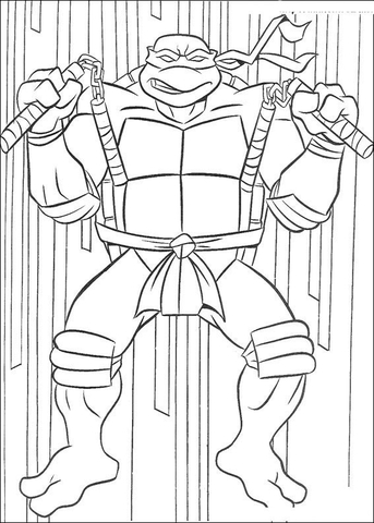 Michelangelo with dual nunchucks Coloring page