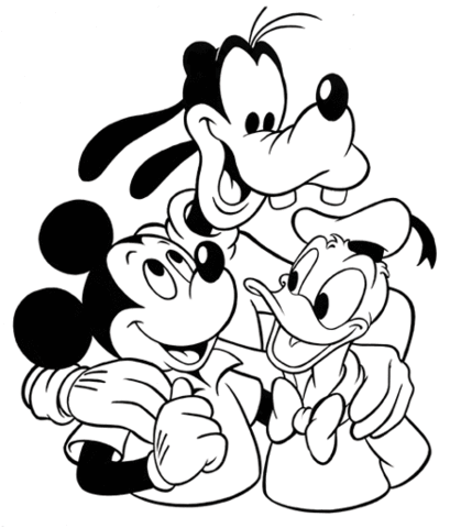 Mickey Goofy Donald  Coloring page