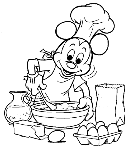 Mickey Is Cooking  Coloring page