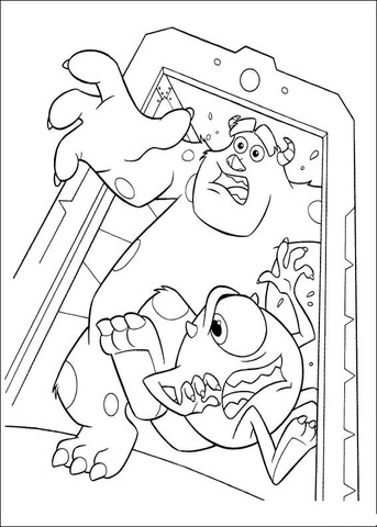 Mike And Sulley Are Running Away  Coloring page