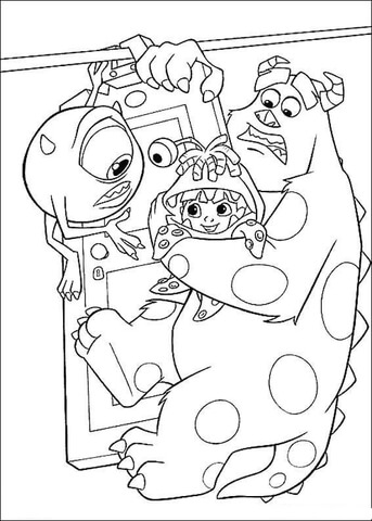 Mike, Sulley And Boo  Coloring page