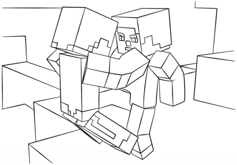 Minecraft Fight Scene Coloring page