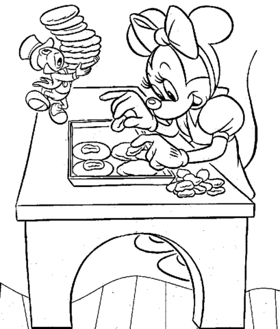 Minnie Is Making Some Cake  Coloring page