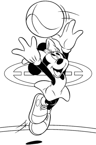 Minnie Mouse Catching the Ball Coloring page