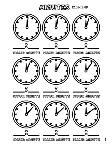 Minutes 12:01-12:09 Coloring page