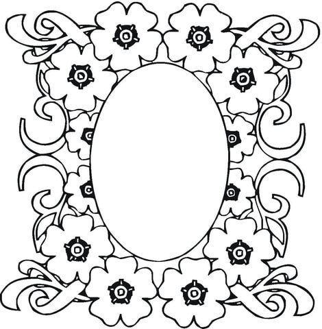 Mirror In The Flowers Ornament Coloring page