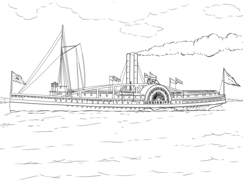 Mississippi Steamboat Coloring page