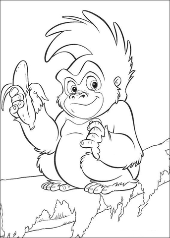 Young Terk with a banana Coloring page