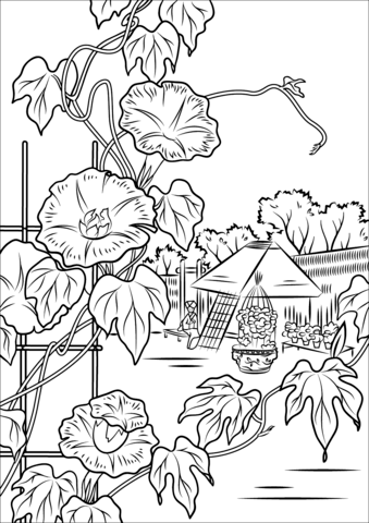 Morning Glory by Hiroshige Coloring page