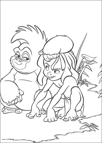 Terk, the closest friend of Tarzan Coloring page