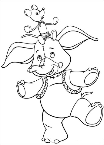 Mr Jumbo elephant and Clockwork Mouse  Coloring page