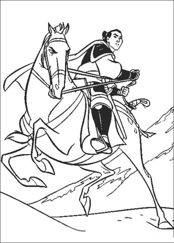 Mulan Is Going to War  Coloring page