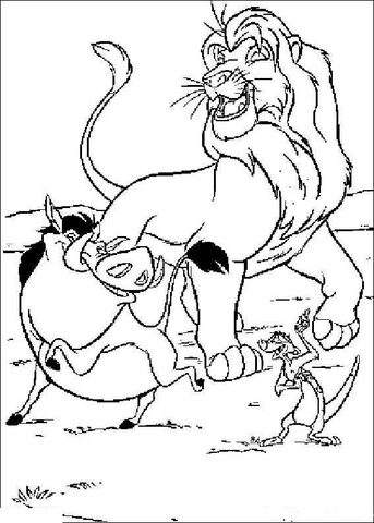 Musafa, Timon and Pumbaa  Coloring page