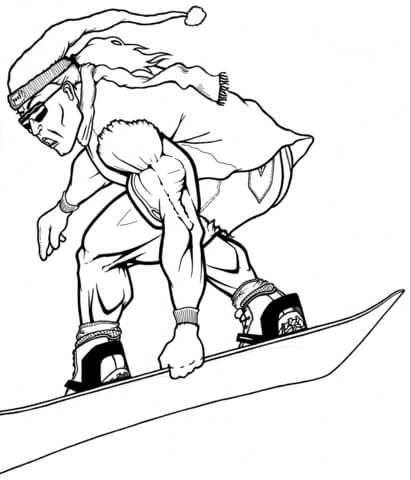 Muscular Snowboarder  Coloring page