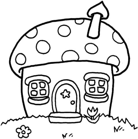 Mushroom Cottage  Coloring page