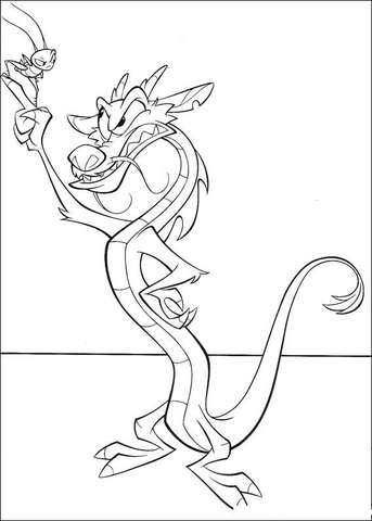 Mushu Feels Angry  Coloring page