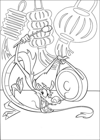 Mushu Plays The Music  Coloring page