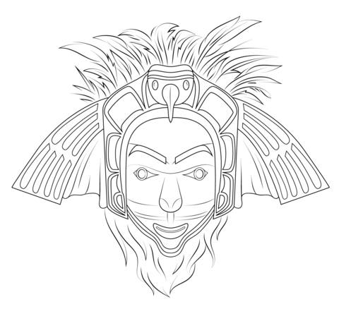 Native American Eagle Mask Coloring page