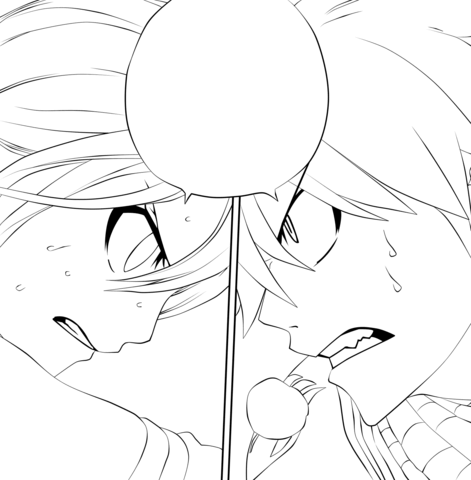 Natsu Dragneel and Lucy Heartfilia from Fairy Tail Manga Coloring page