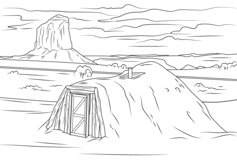 Navajo Hogan in Monument Valley Coloring page