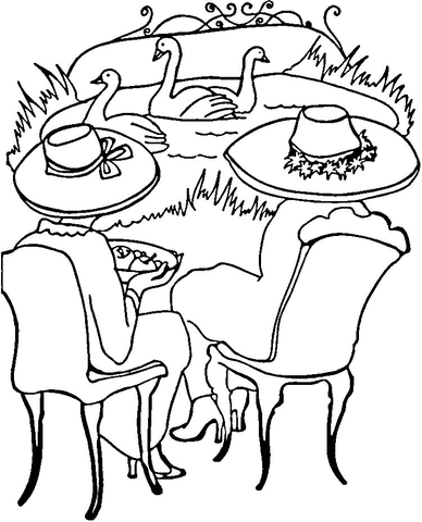 Near the Swan Lake  Coloring page