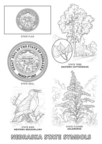 Nebraska State Symbols Coloring page