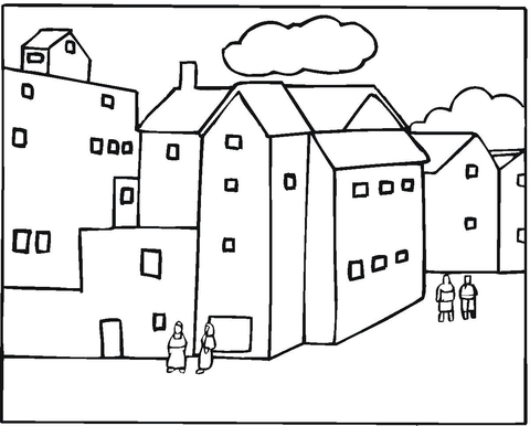 Neighborhood in a city Coloring page