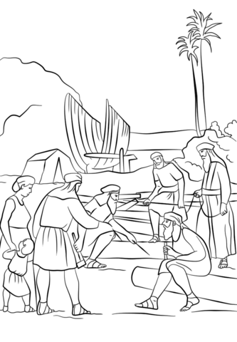 Nephi Builds a Boat Coloring page