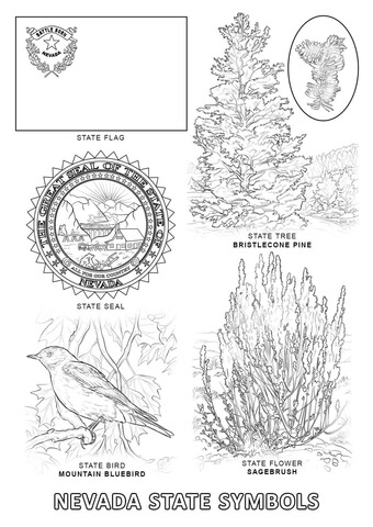 Nevada State Symbols Coloring page