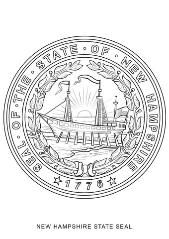 New Hampshire State Seal Coloring page