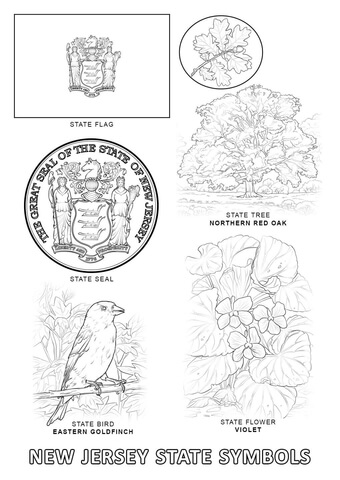 New Jersey State Symbols Coloring page