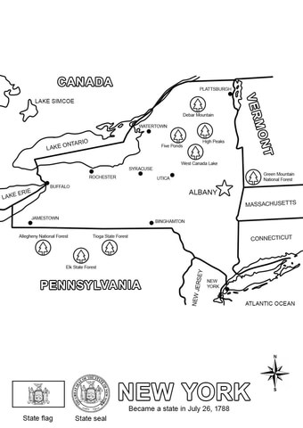 New York Map Coloring page