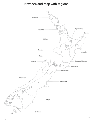 New Zealand Map with Regions Coloring page