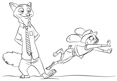 Nick and Judy from Zootopia Coloring page