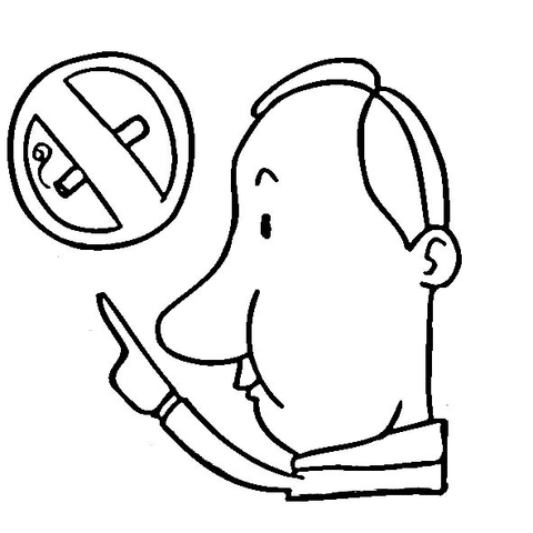 A man showing at the sign "no smoking area" Coloring page