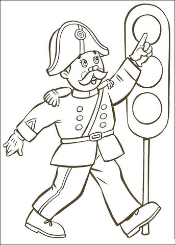 Mr Plod, The Toytown policeman and the traffic lights Coloring page