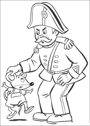 Clockwork Mouse and Mr Plod Coloring page