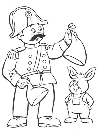 Mr Plod and a rabbit Coloring page