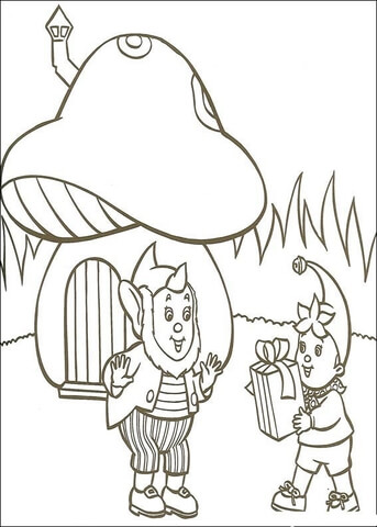 Noddy Brings a present For Big-Ears  Coloring page