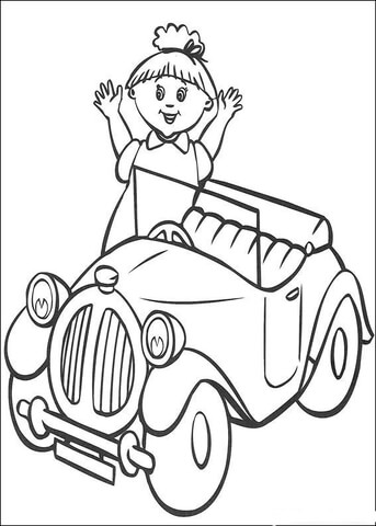 A doll and a car Coloring page