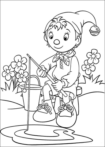 Noddy Is Fishing  Coloring page