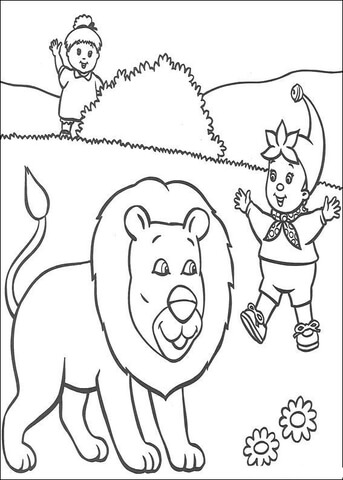 Noddy Meets Lion  Coloring page