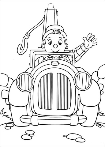 Noddy in the car Coloring page