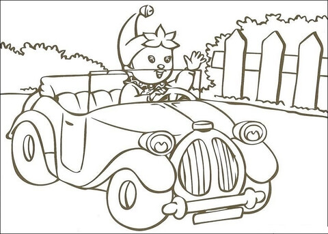 Noddy Rides A Car  Coloring page