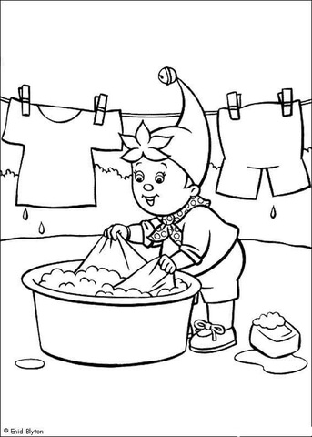 Noddy Washes The Clothes Coloring page