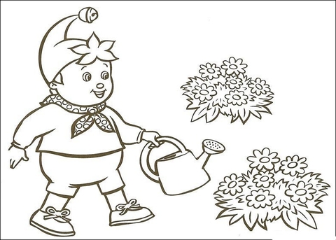 Noddy Waters The Flowers Coloring page