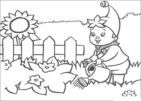 Noddy Waters The Garden  Coloring page