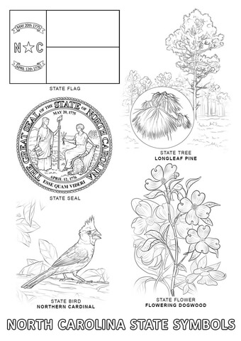 North Carolina State Symbols Coloring page