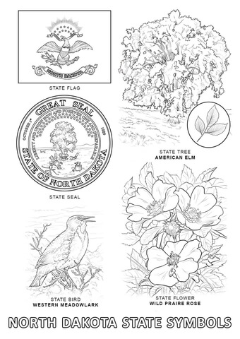 North Dakota State Symbols Coloring page